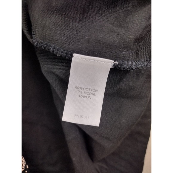 J Jill Shirt Womens XL Black Tan Floral Geometric Side Slits 3/4 Sleeve Pullover - Picture 4 of 4